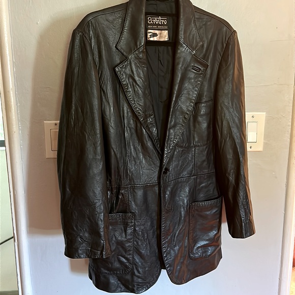 70’s Vintage Arbitro New York/Barcelona buttery Black leather jacket coat - Picture 1 of 9